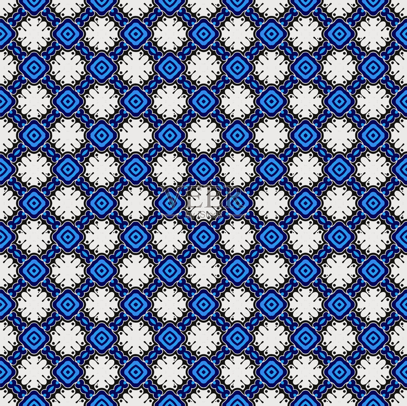 青花颜色无缝图案纹理和插画图片素材