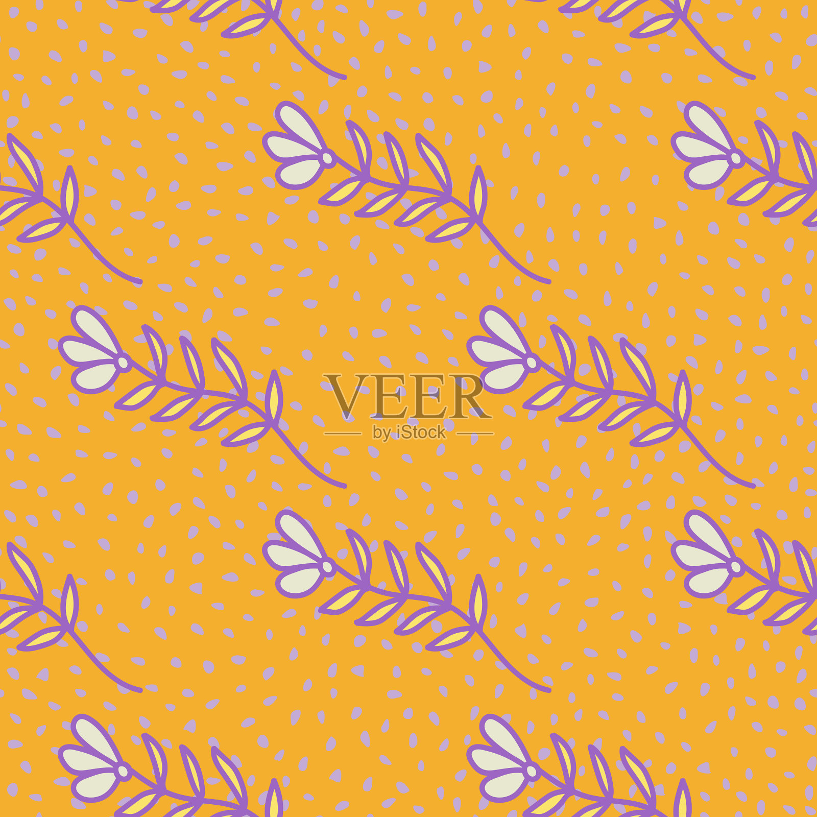 抽象简单的花朵无缝图案儿童插画图片素材