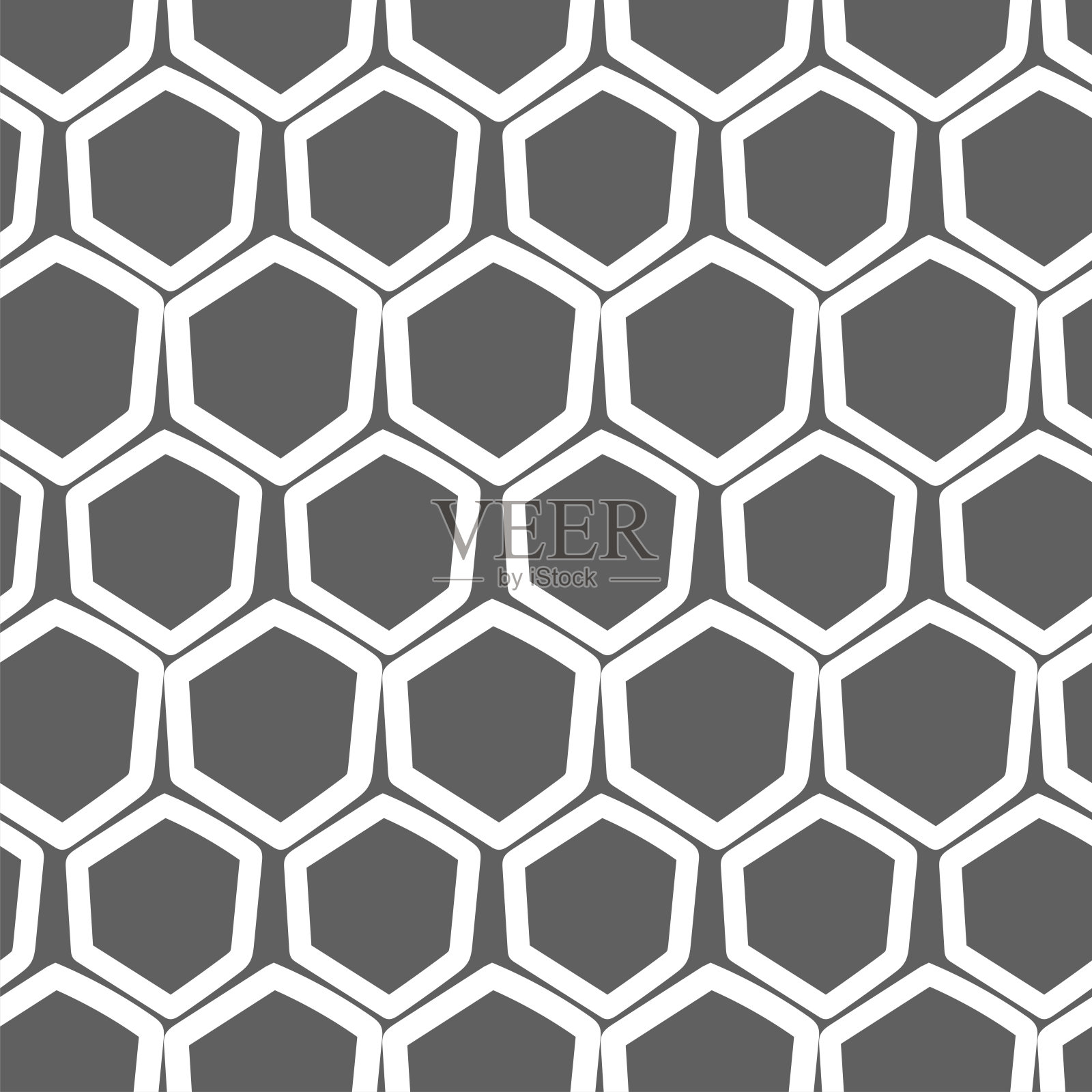 向量。轮廓六边形的纹理。单色、黑白、灰色几何无缝图案。马赛克抽象背景。六边形重复手绘几何多边形纹理。插画图片素材