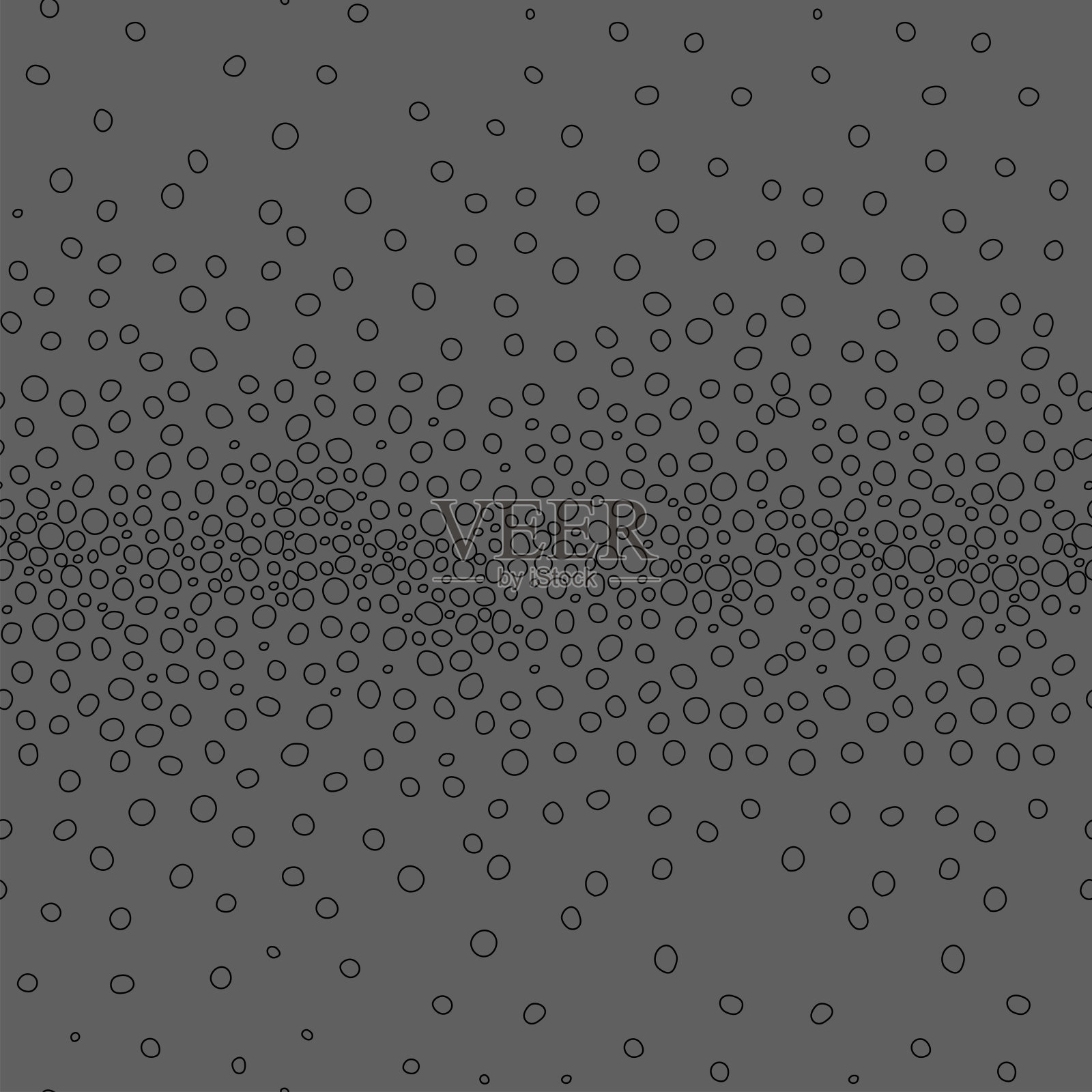 向量。手绘圆点纹理。斑点灰色，黑色和白色背景。手绘轮廓圆的几何抽象图案。不规则分布的圆点。流,半色调渐变。插画图片素材