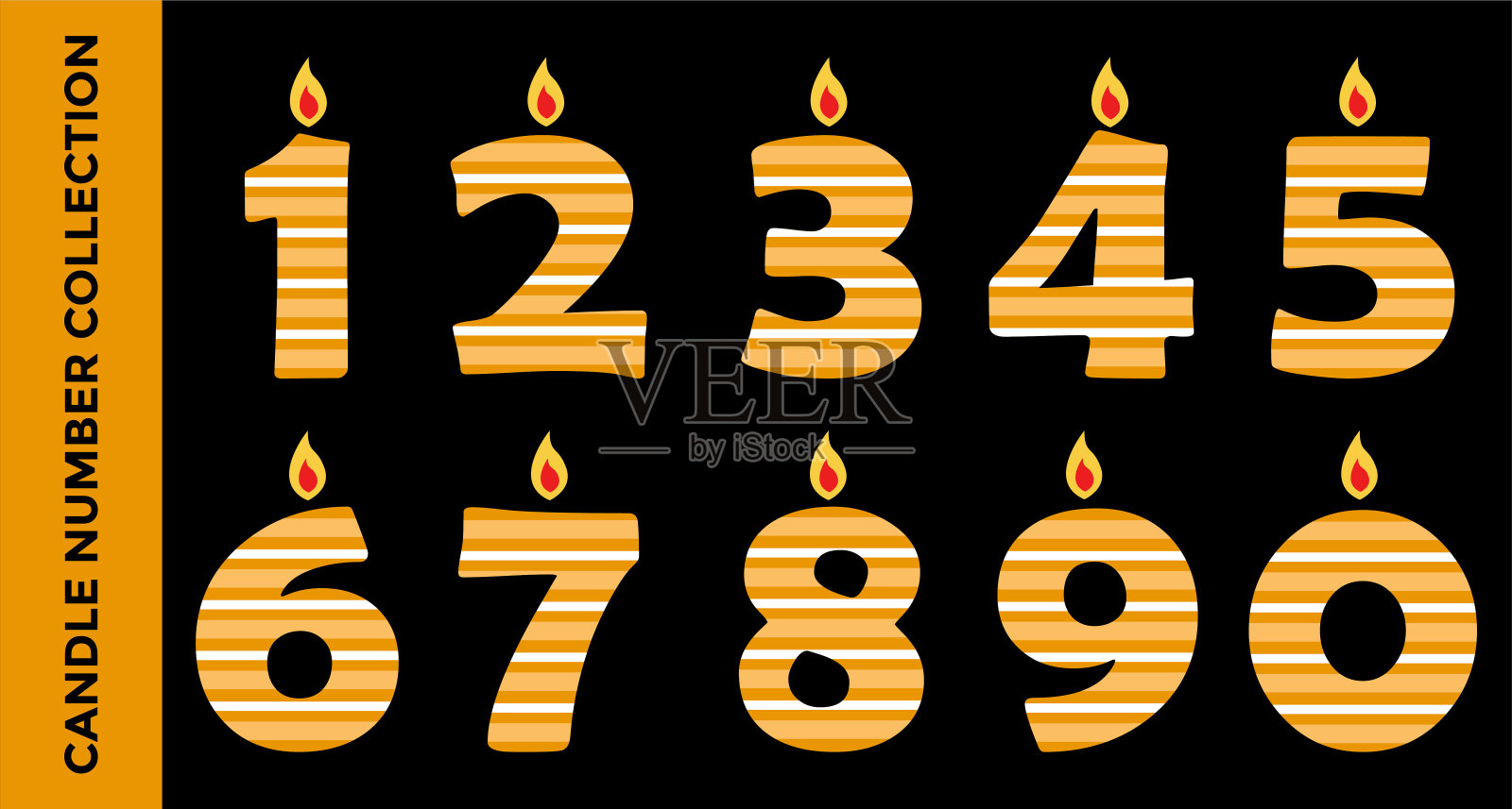 数字蜡烛生日收藏插画图片素材