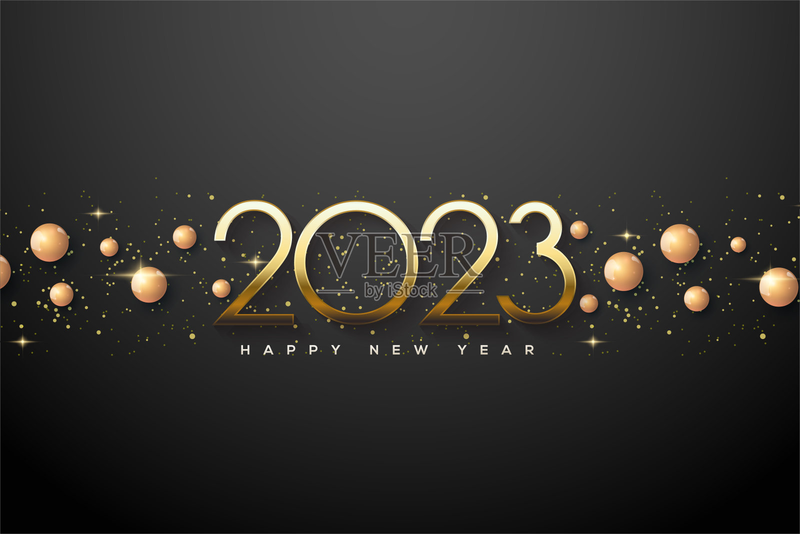 2023年新年快乐，金色的数字插画图片素材