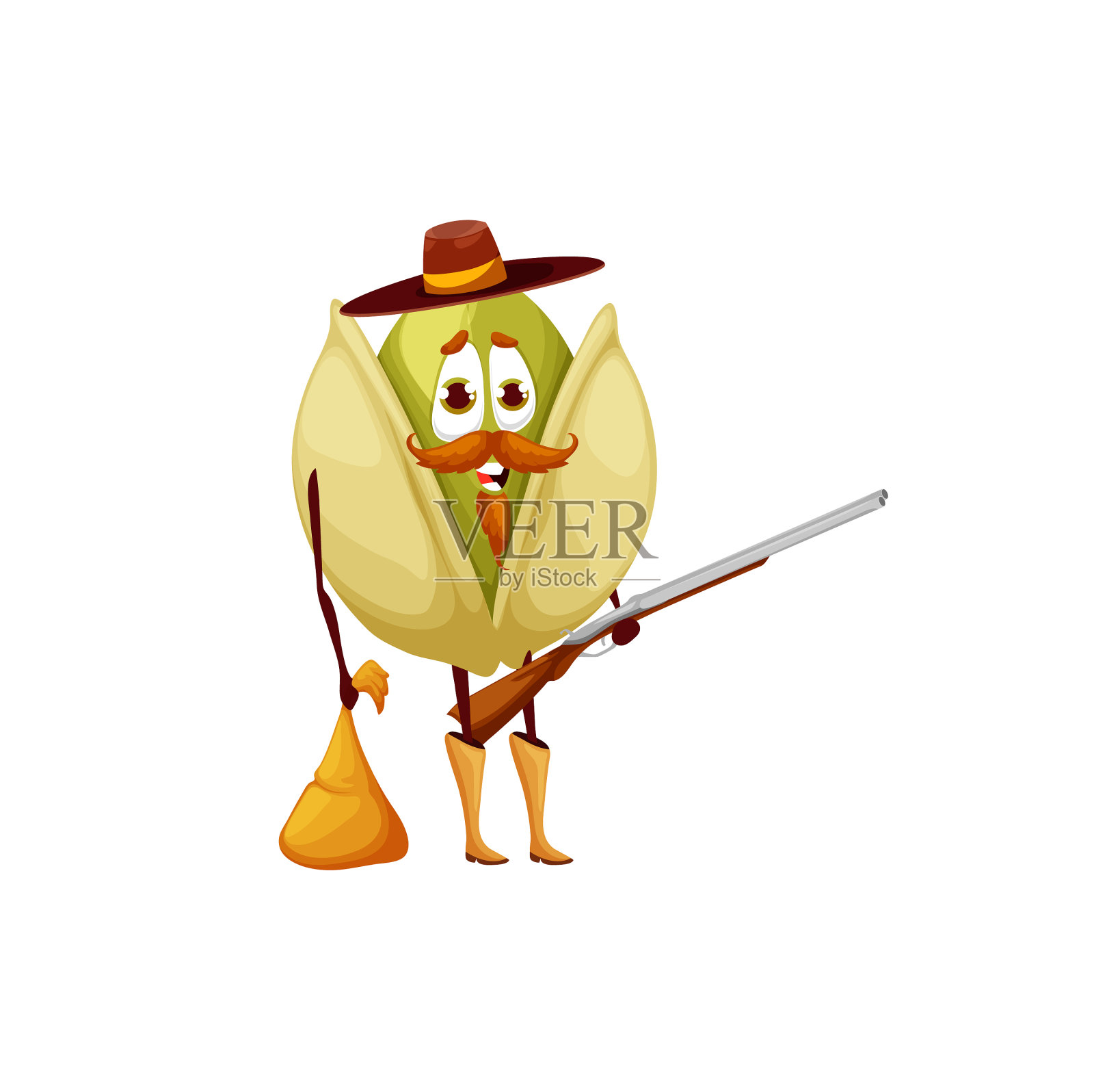 卡通开心果劫匪与步枪设计元素图片