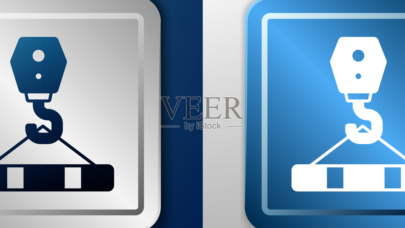 白鹤钩图标孤立在蓝色和灰色上图标素材