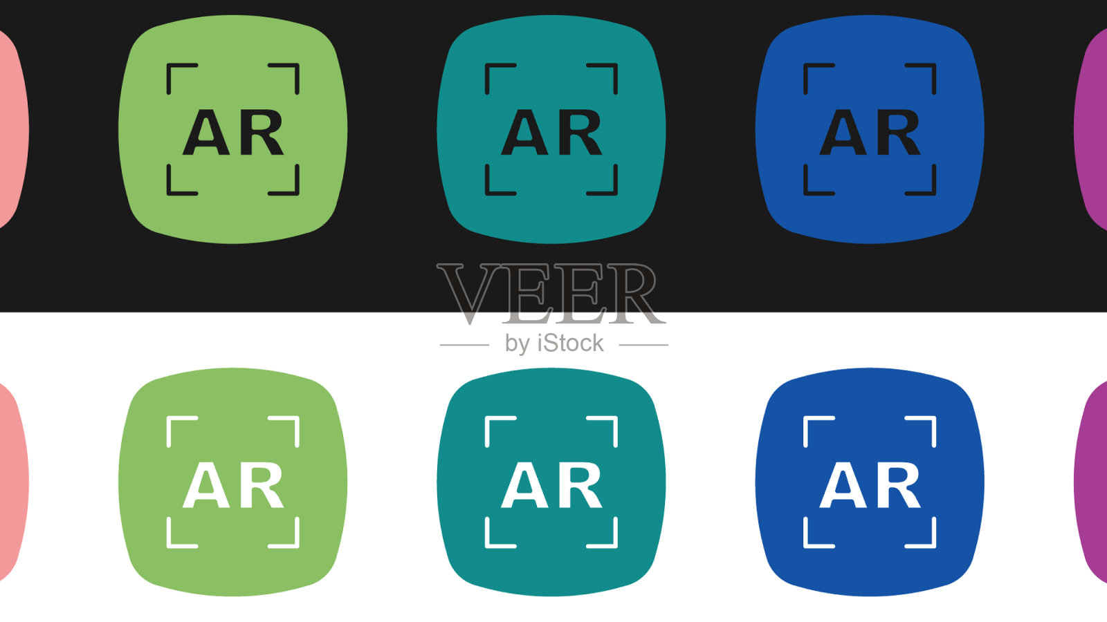 设置增强现实ar图标孤立在黑色图标素材