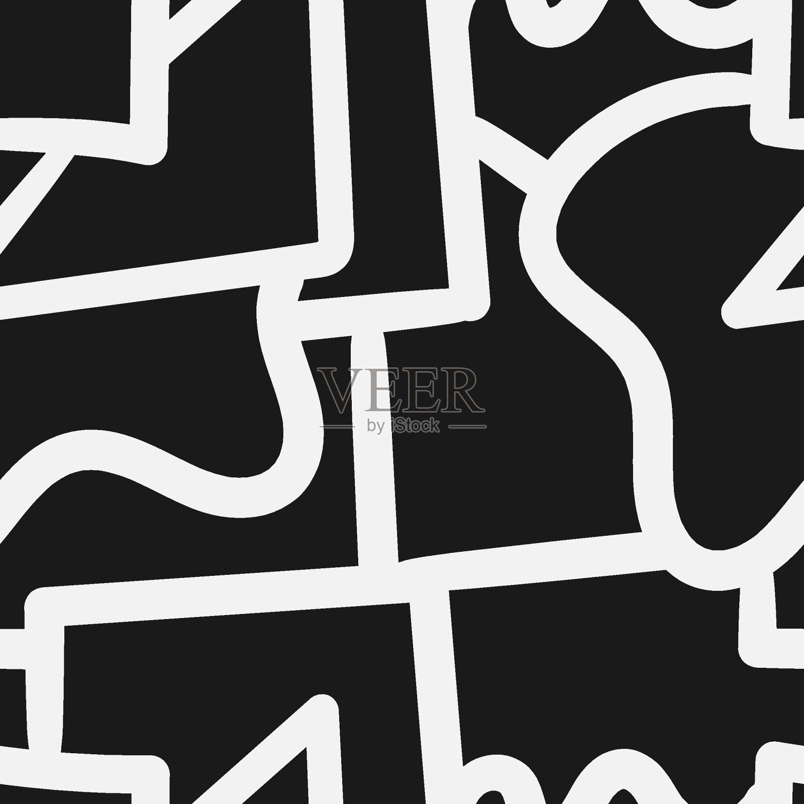 黑色背景上的无缝抽象图案。向量的壁纸。图形轮廓条纹装饰。插画图片素材