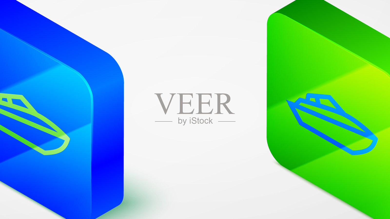 等距线快艇图标孤立的灰色图标素材