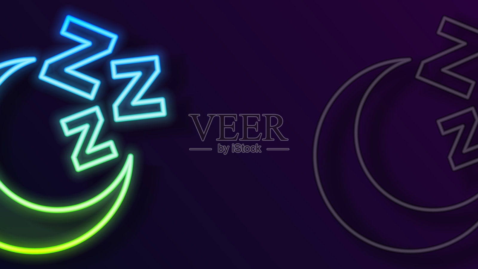 发光的霓虹灯线月亮和星星图标孤立上插画图片素材