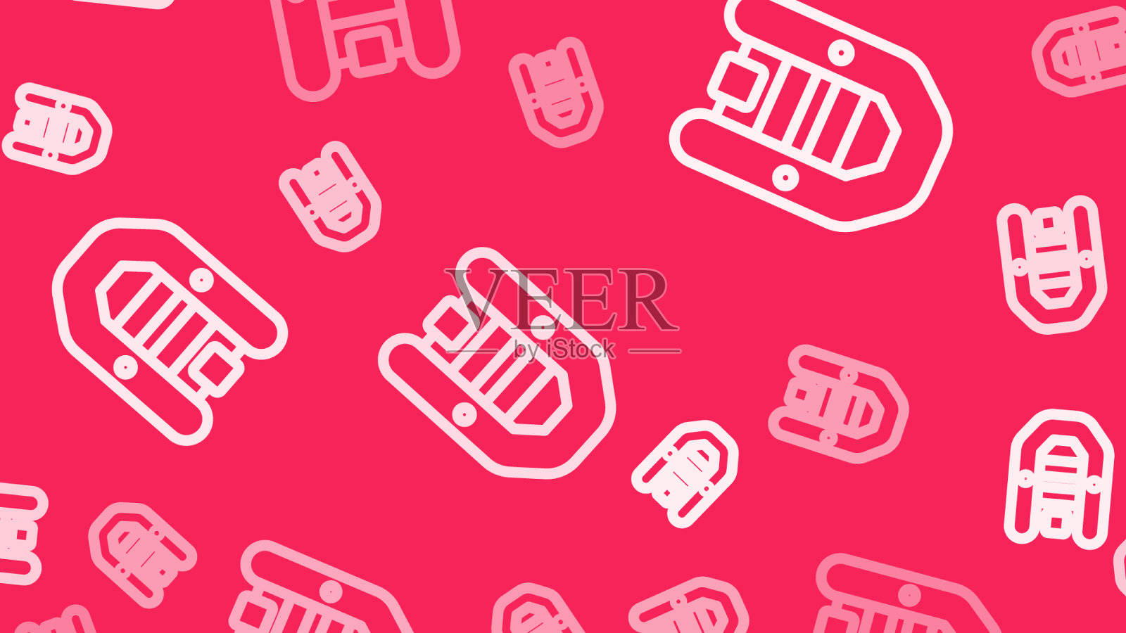 带舷外马达的白线充气艇插画图片素材