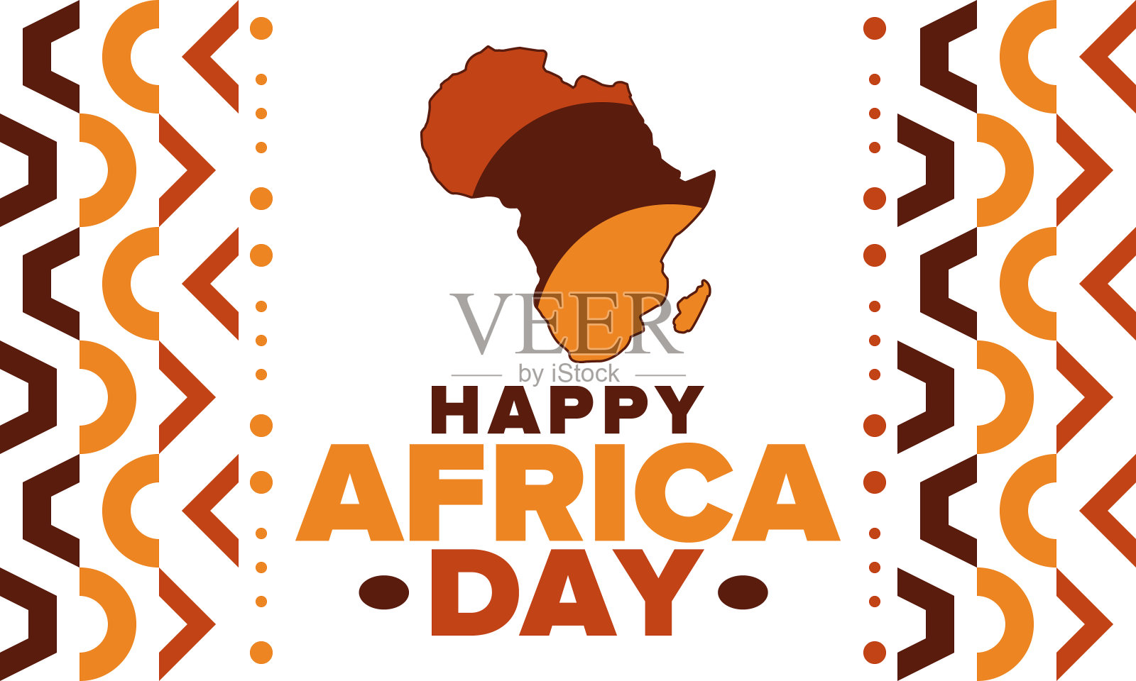 非洲的一天。非洲自由日和解放日快乐。每年在非洲大陆和世界各地庆祝。非洲的模式。海报，卡片，横幅和背景。矢量图插画图片素材