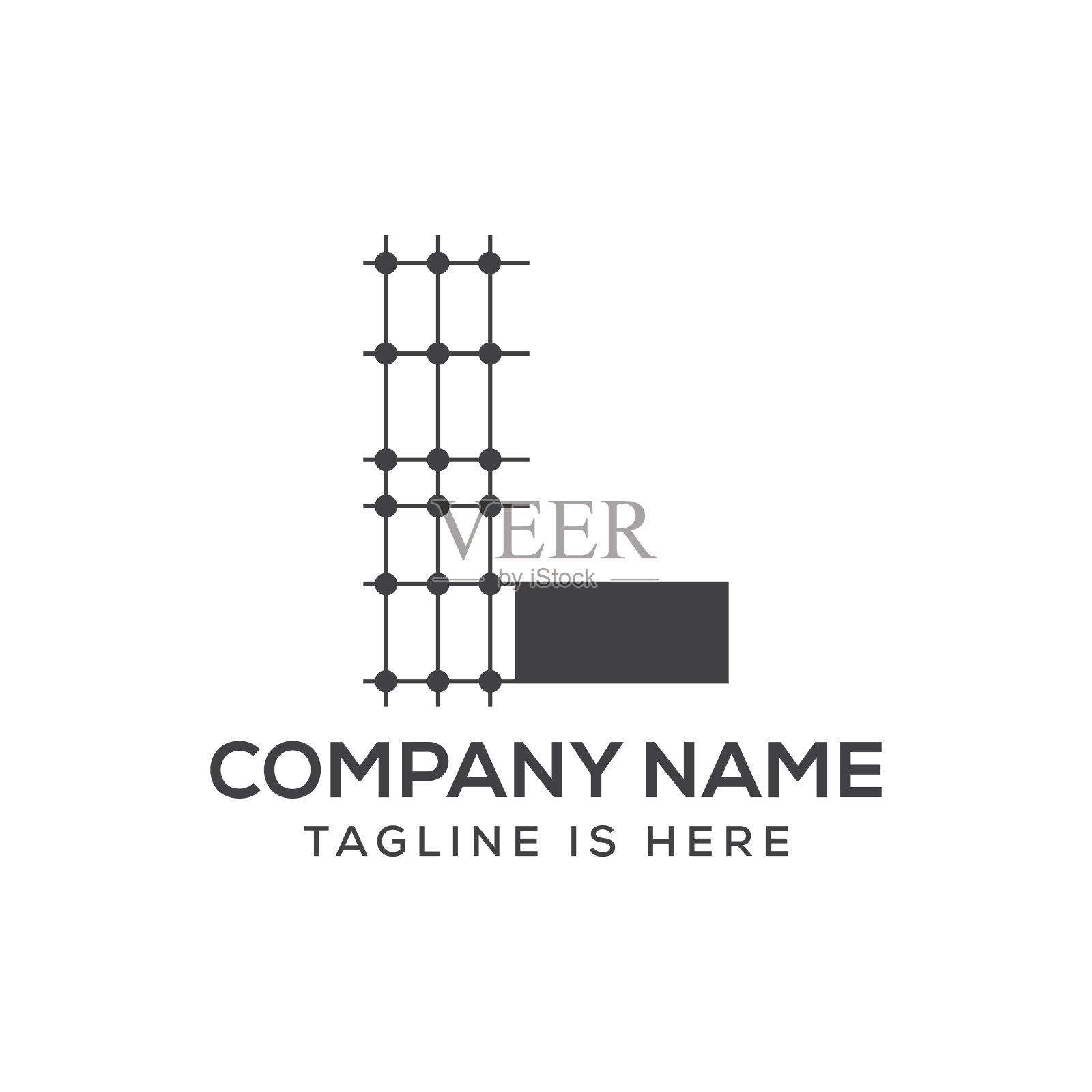 字母L建筑标志设计。房地产图标，建筑师和建筑符号向量模板插画图片素材