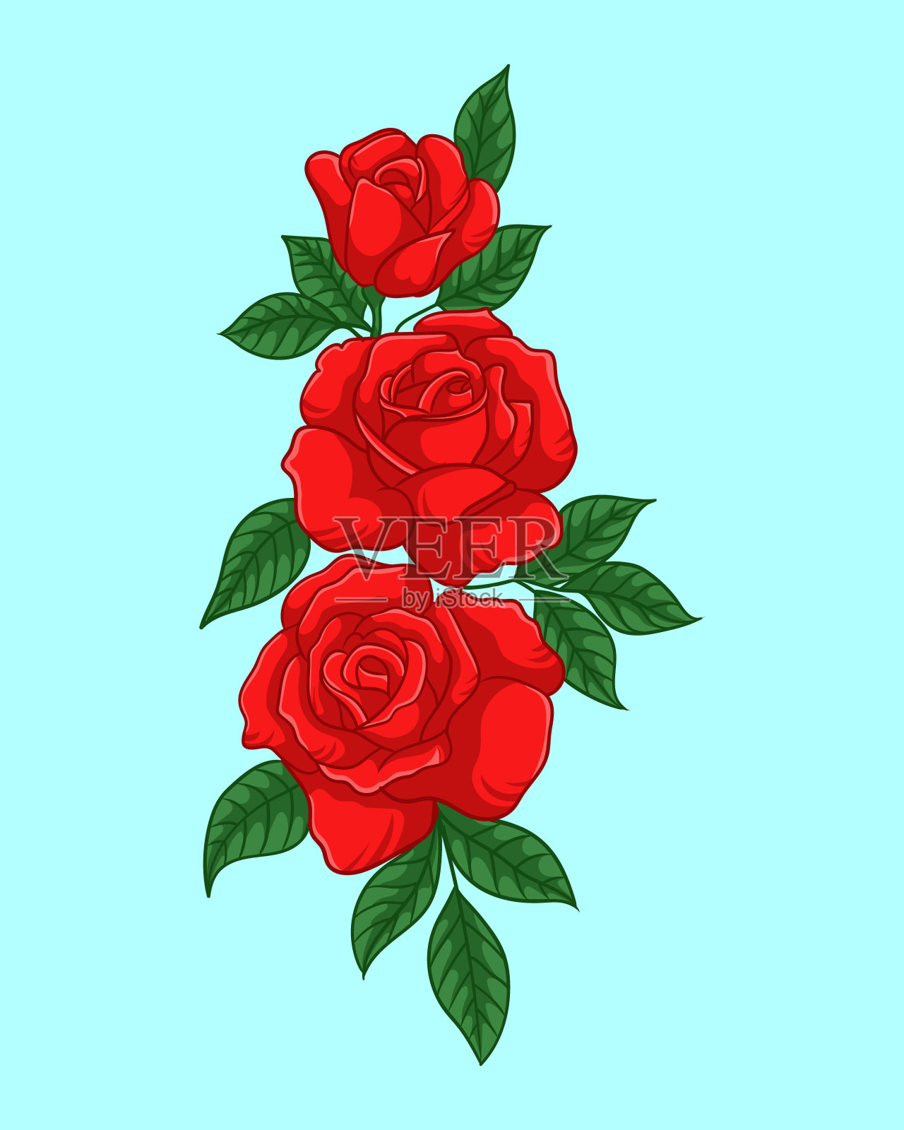 玫瑰花束矢量插图插画图片素材