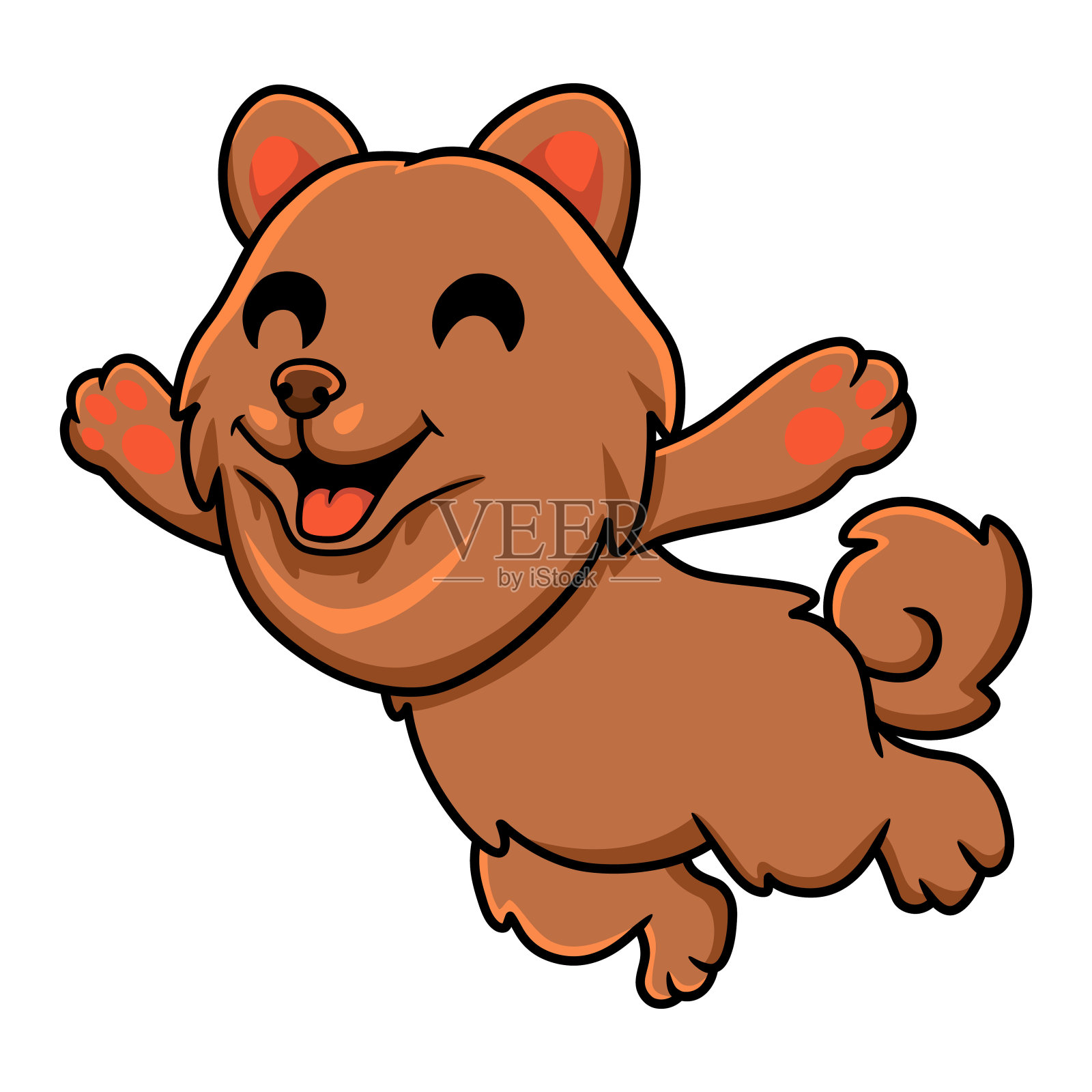 可爱的小博美犬卡通跳跃插画图片素材