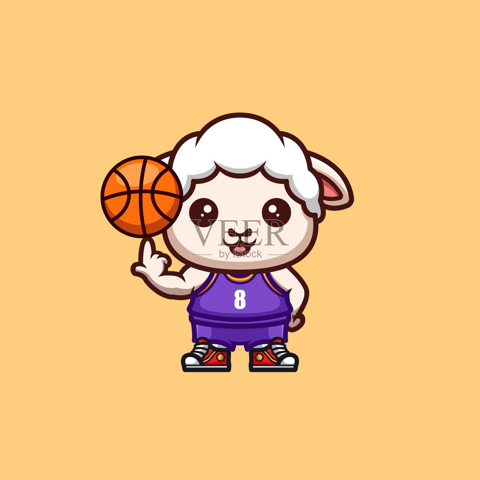 羊篮球可爱创意卡哇伊卡通吉祥物Logo插画图片素材