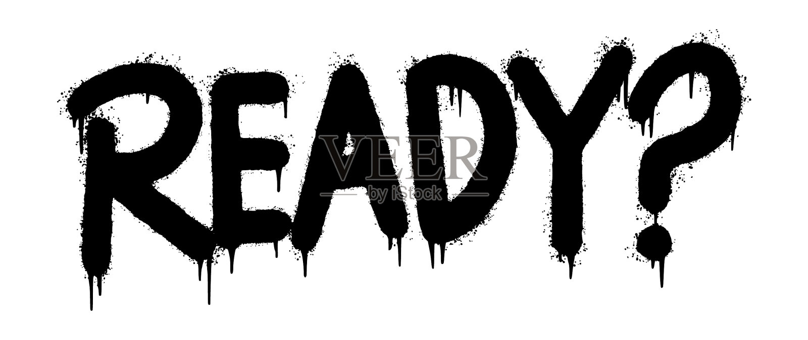 涂鸦准备字喷孤立在白色设计元素图片