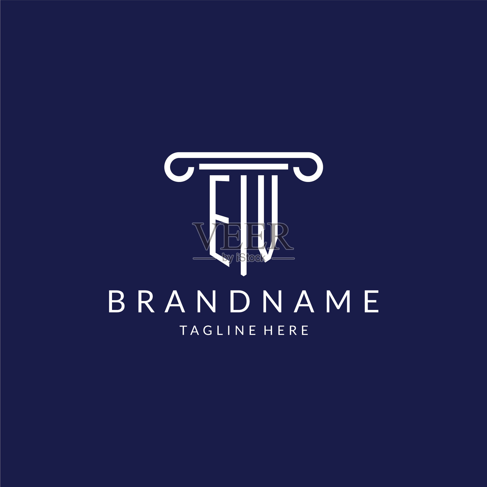 Ev标志字母与柱形设计插画图片素材