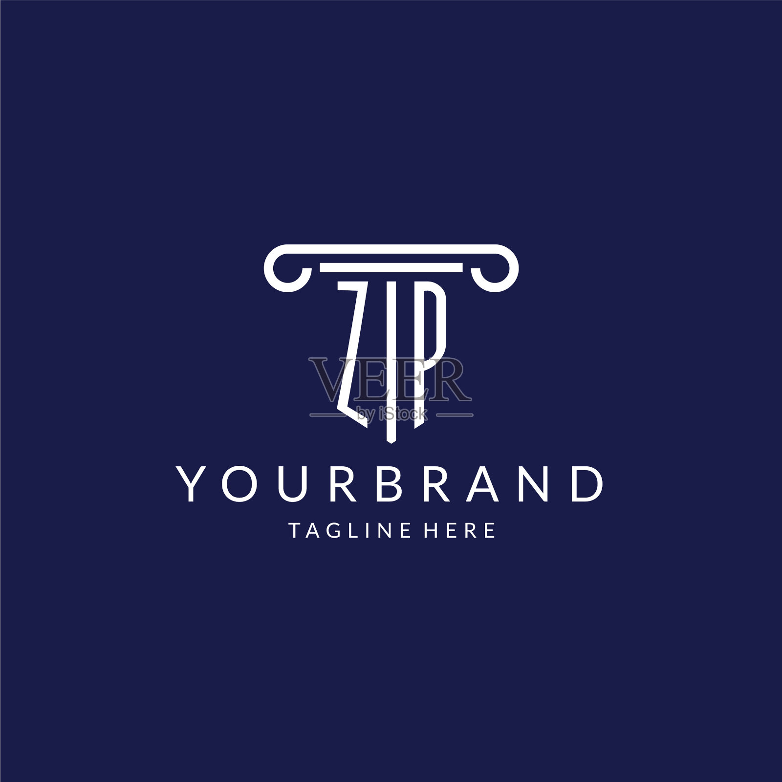 Zp标志字母与柱形设计插画图片素材