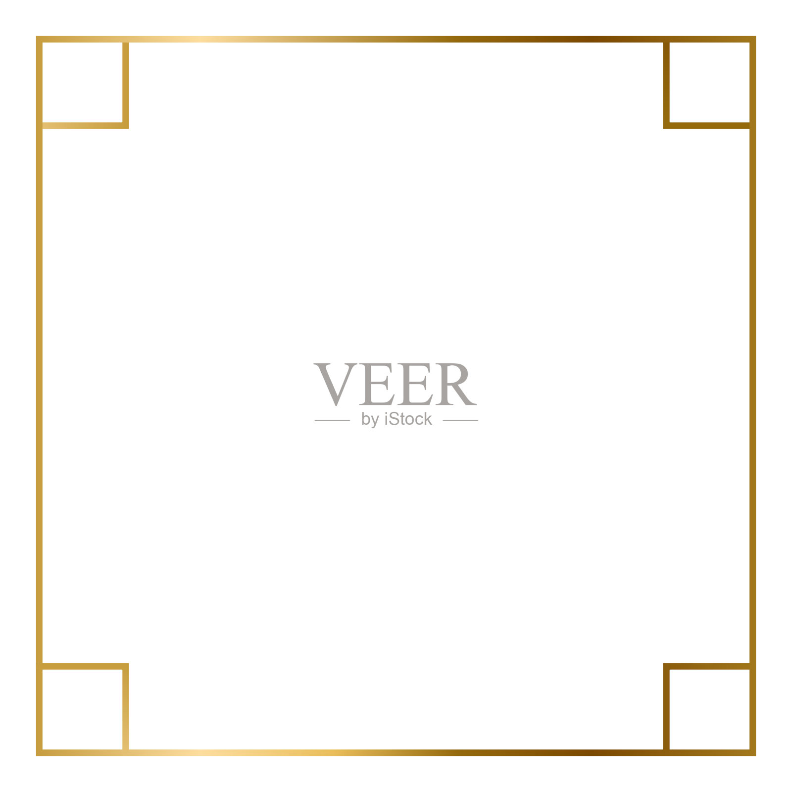 白色背景上的正方形金色框架。EPS10插画图片素材
