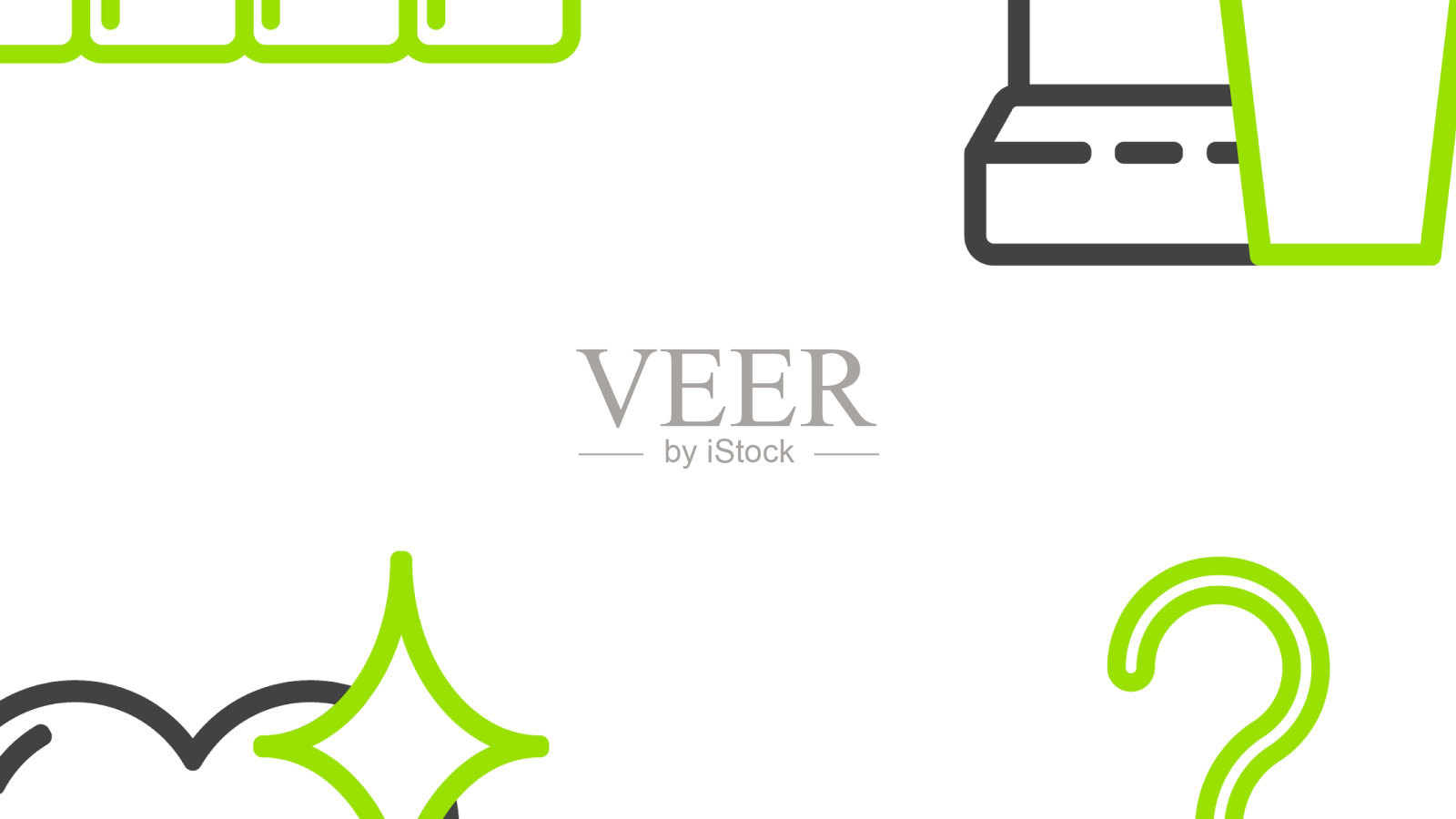 设置线牙科探查器牙齿牙齿图标素材