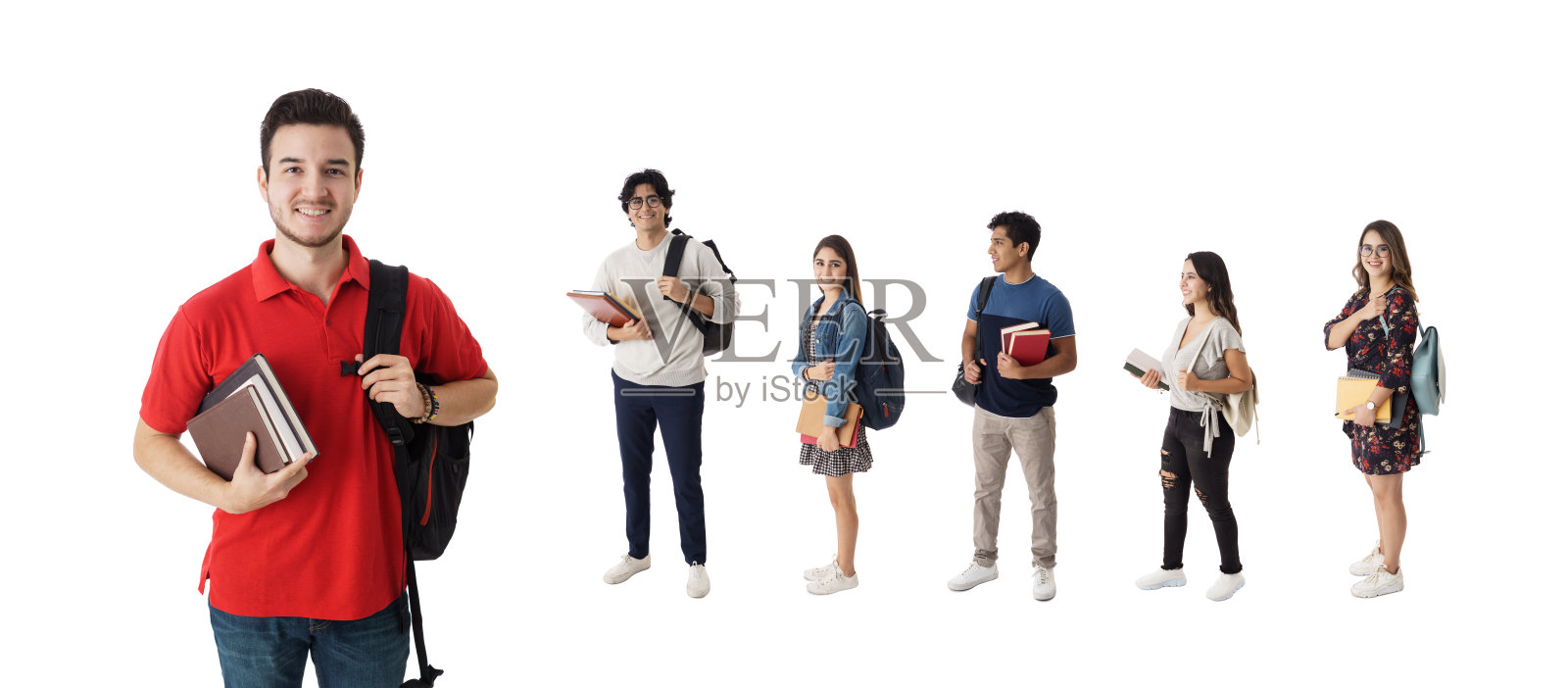 拿着书站着的学生照片摄影图片