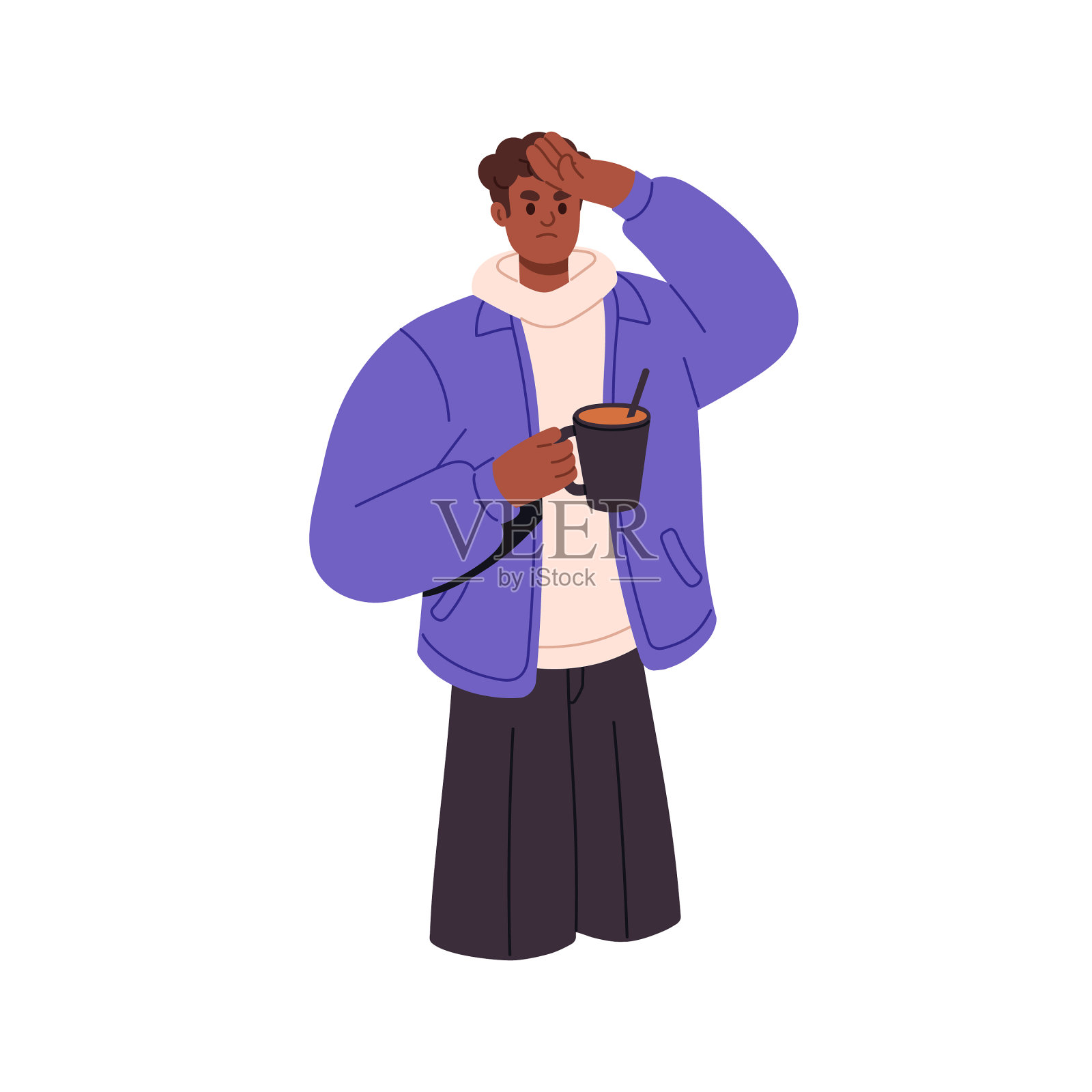 黑人患了头痛感冒病设计元素图片