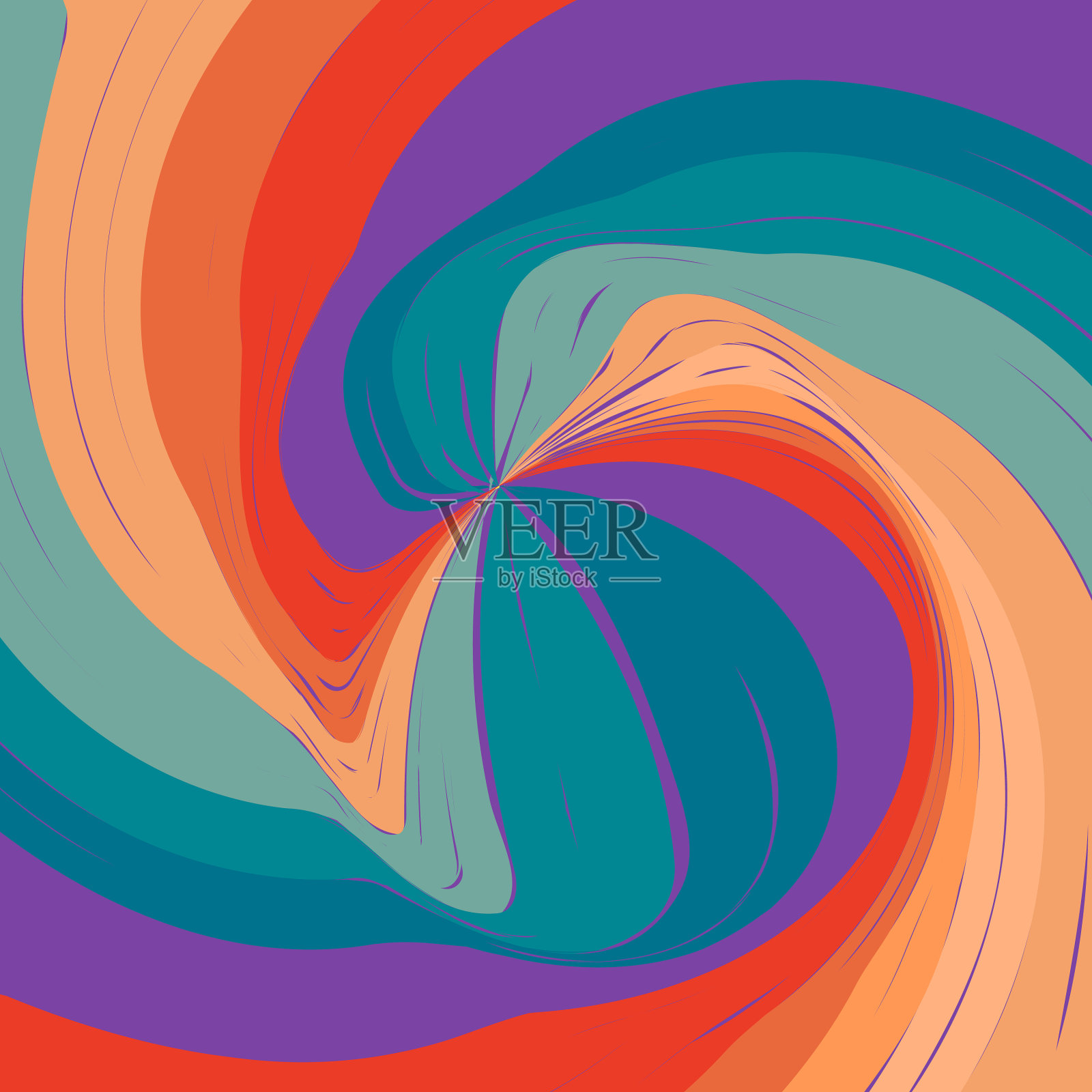 1970年波浪漩涡无缝图案，橙色和插画图片素材