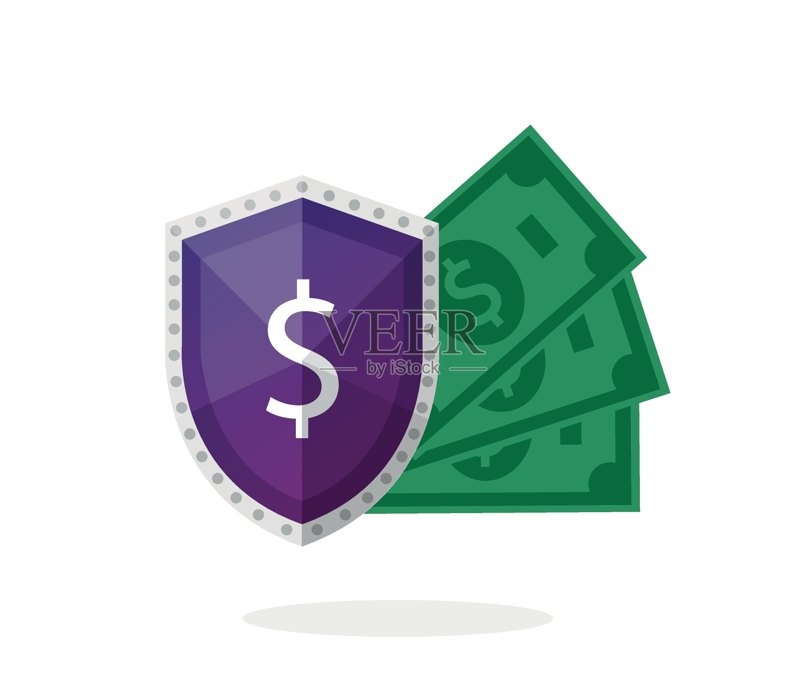 现金现金保护概念。安全的电子商务支付。网上安全支付、银行业务。插画图片素材