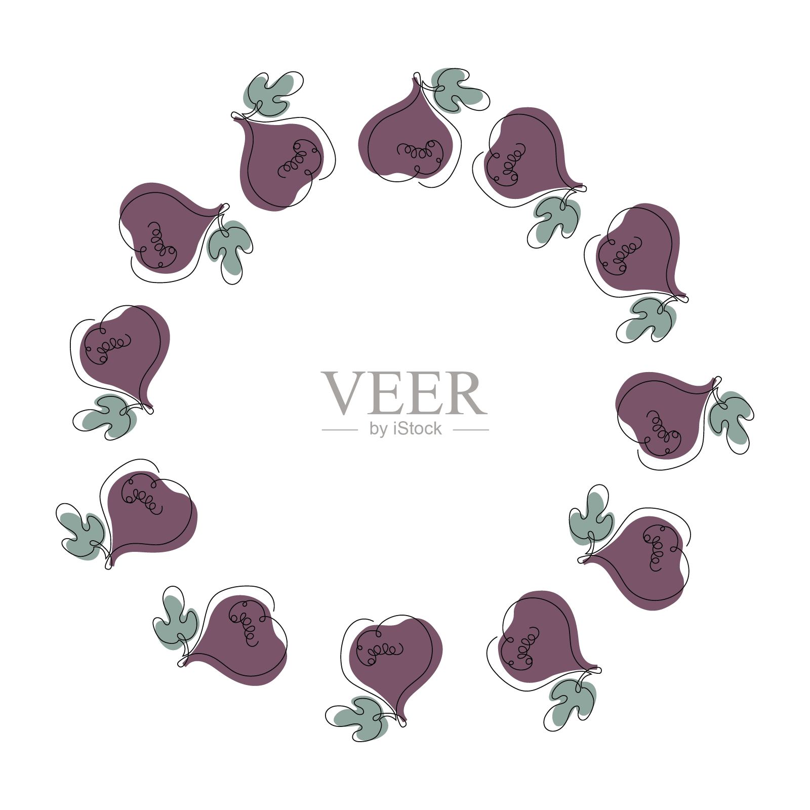 带有复制空间的图框。圆形季节性水果边界孤立在白色上。花卉植物边界。夏季热带背景。用于海报，横幅，封面，邀请文本，保存日期，照片。插画图片素材