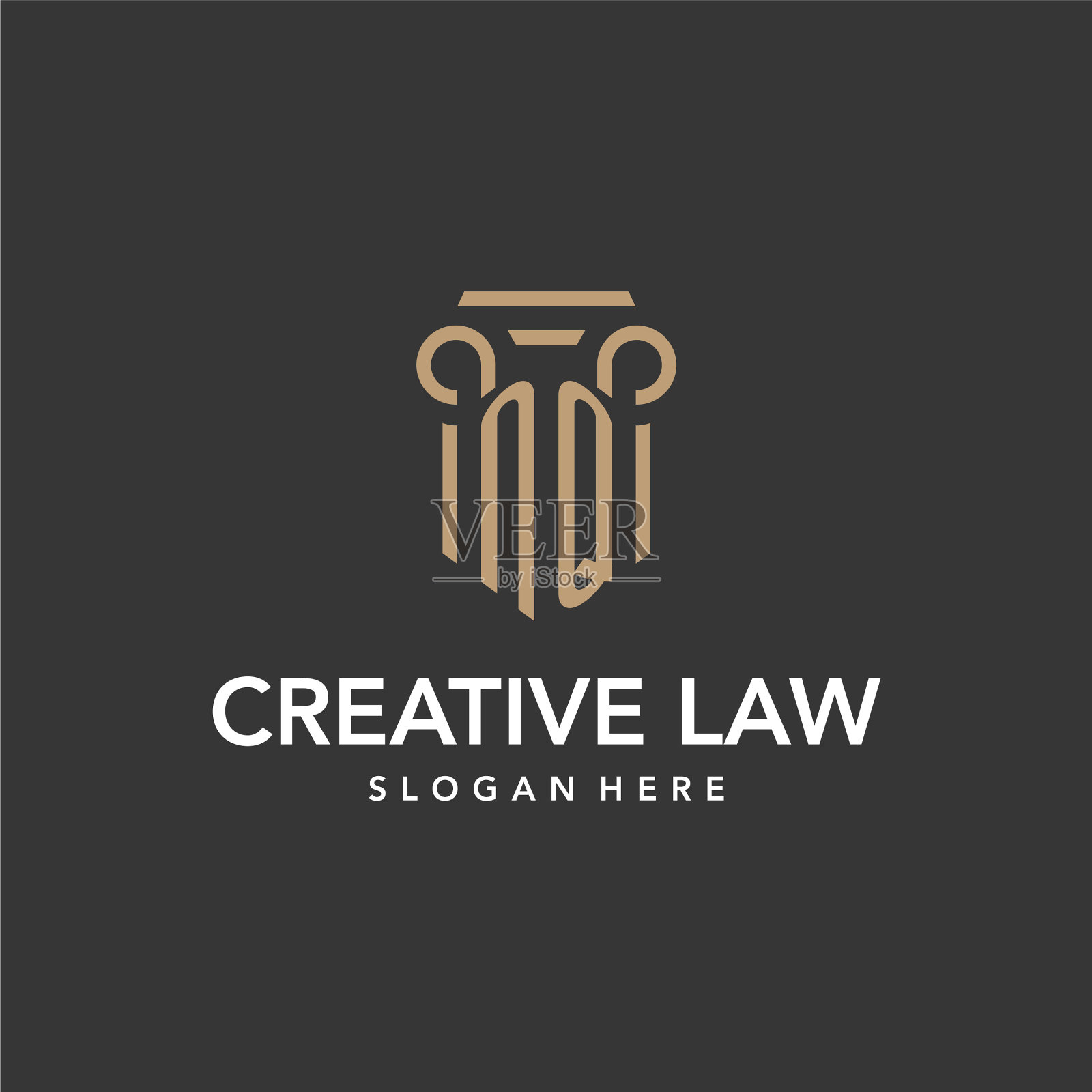 Nq标志字母与柱式设计插画图片素材