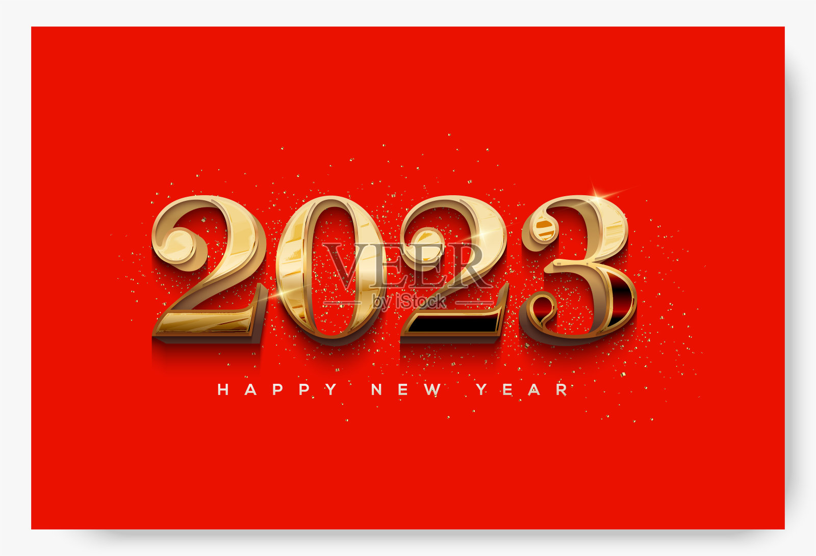 2023年新年长方形背景与豪华黄金数字插画图片素材