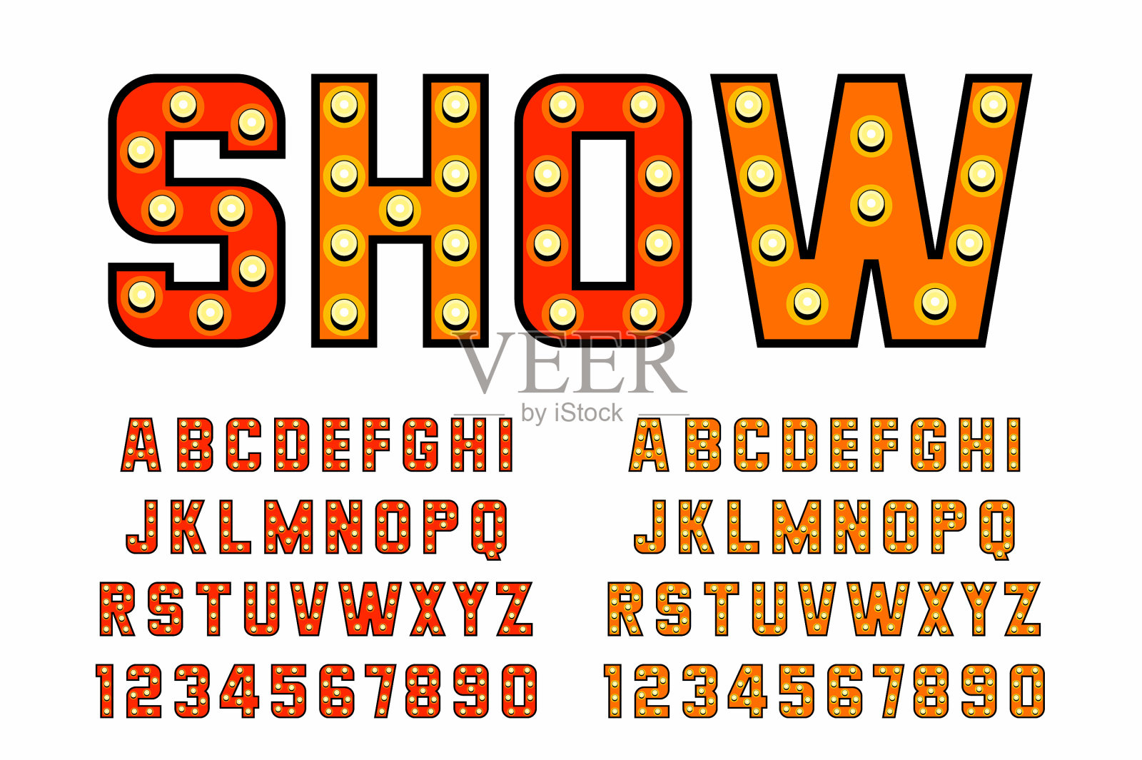 灯泡的字体插画图片素材