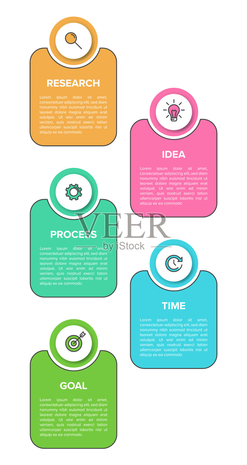 垂直信息图表设计与图标和5插画图片素材