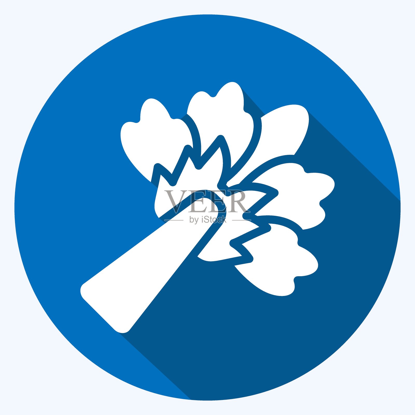 图标的花束。适合花园的象征。长长的阴影风格。简单的设计可编辑。设计模板向量。简单的说明插画图片素材