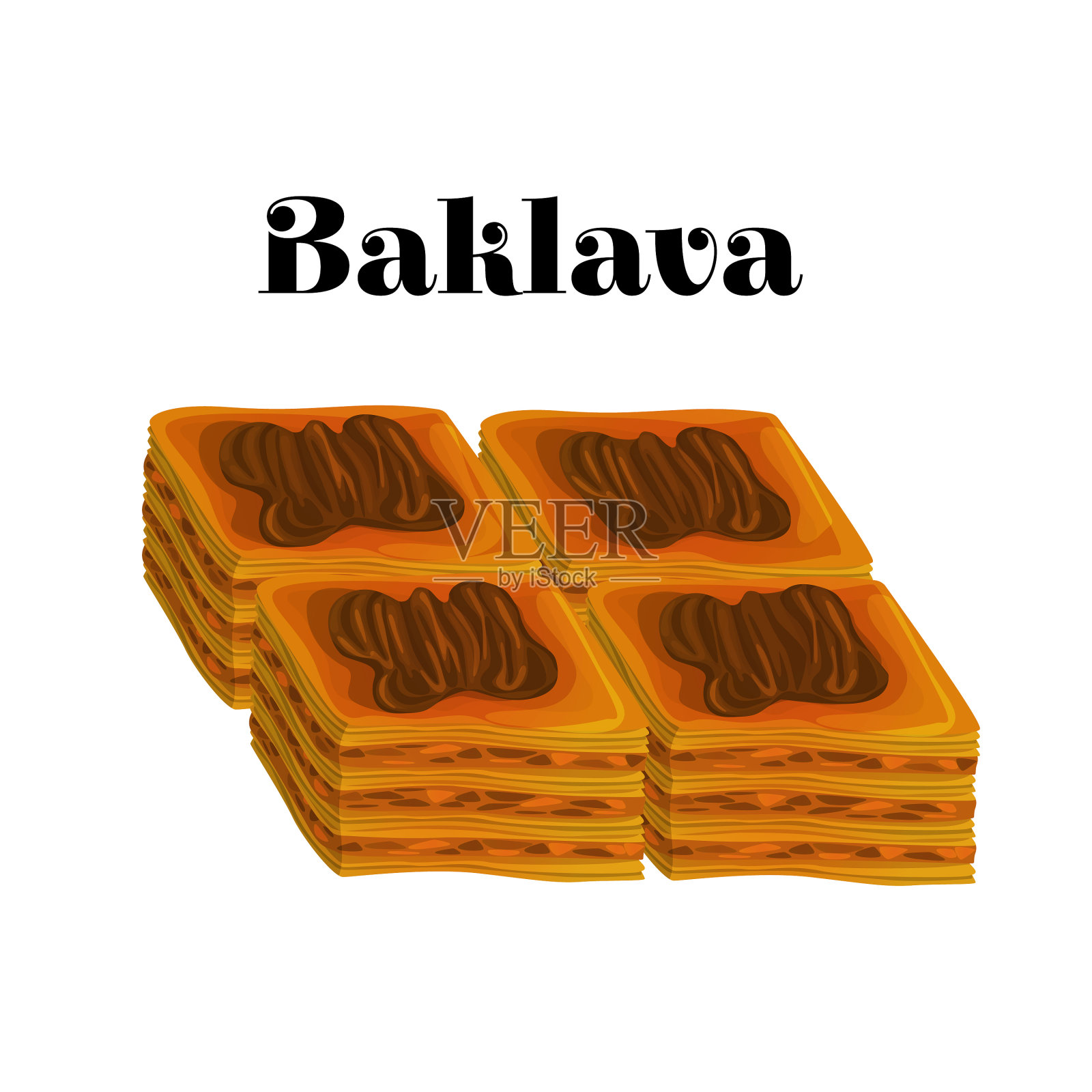 一套传统的土耳其甜酥甜点设计元素图片