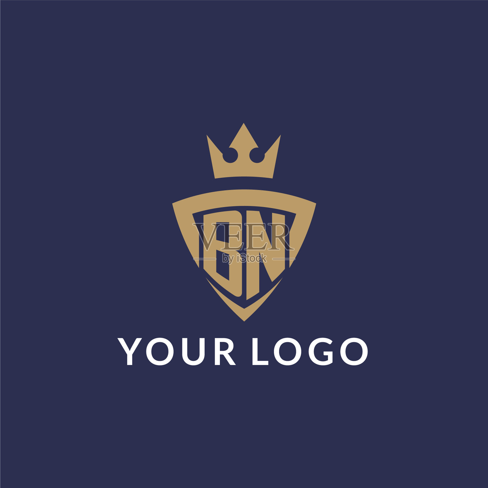 Bn标志与盾和冠字母首字母插画图片素材