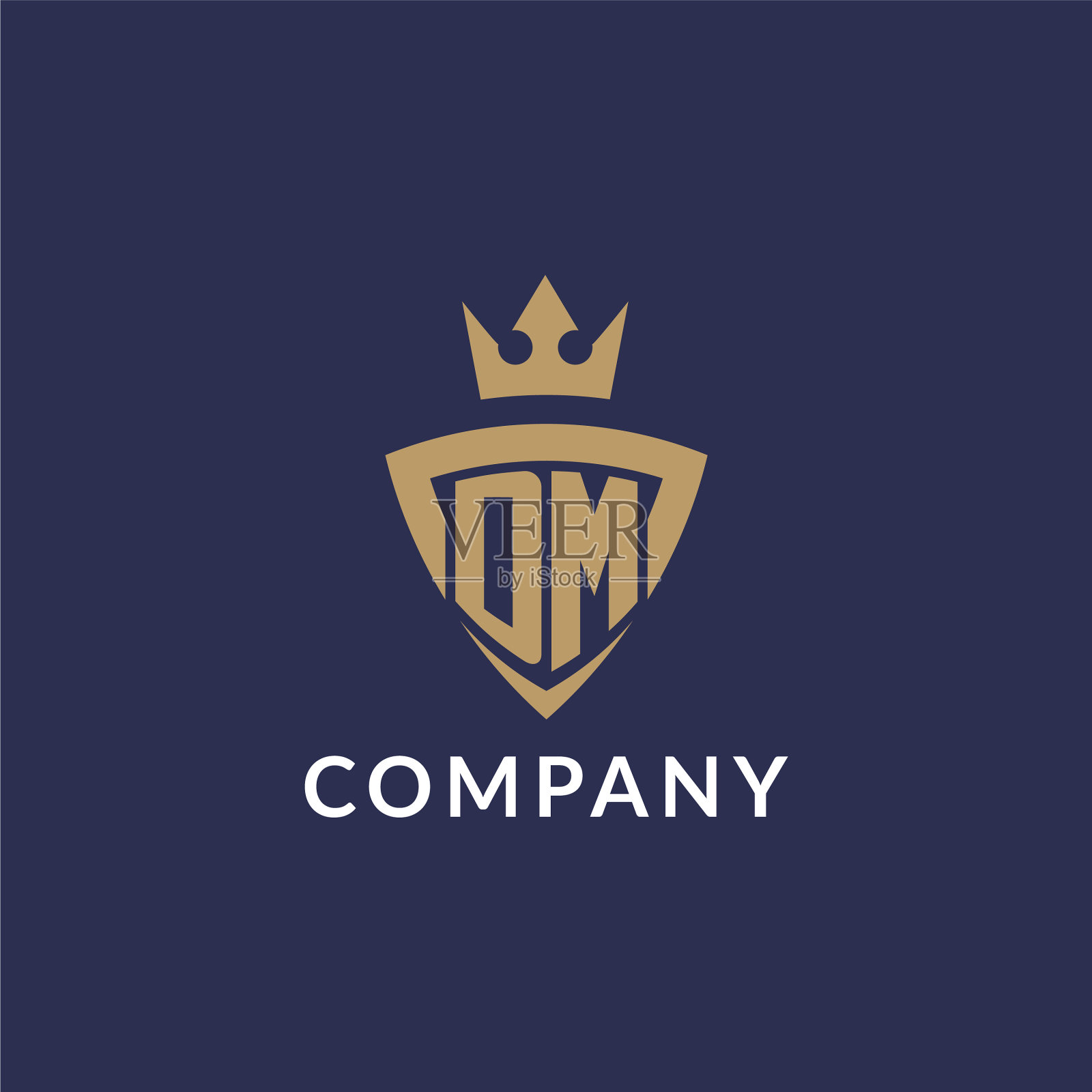 Dm标志与盾和冠字母首字母插画图片素材