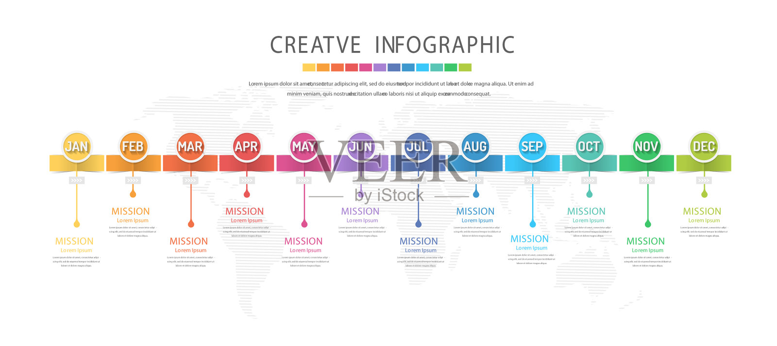 时间轴为1年12个月信息图插画图片素材