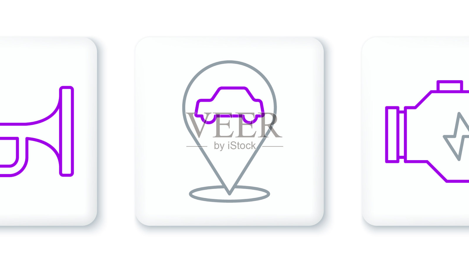 在车上设置线路检查引擎信号喇叭图标素材