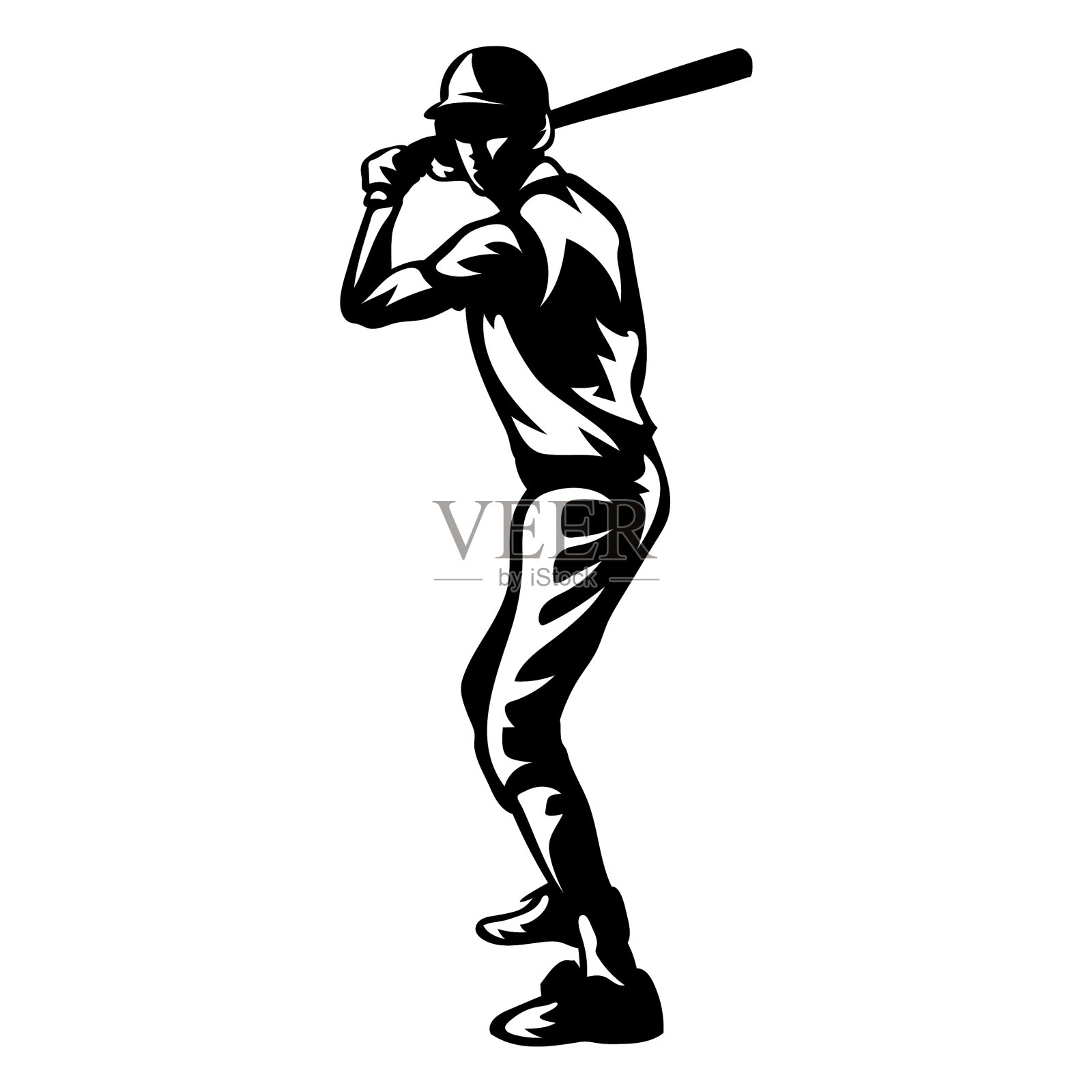 棒球击球手站在高对比度高设计元素图片