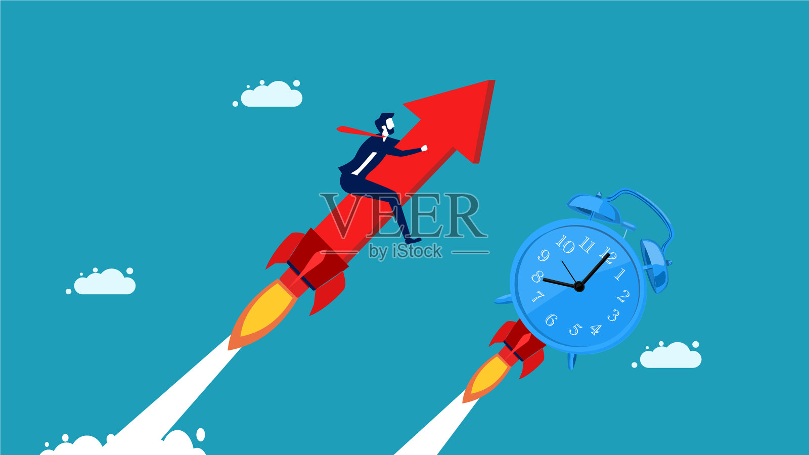 与商业人士想要打败的时间竞争插画图片素材