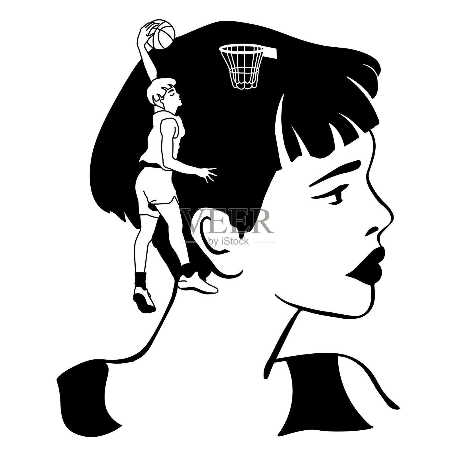 女子篮球运动员高击球设计元素图片