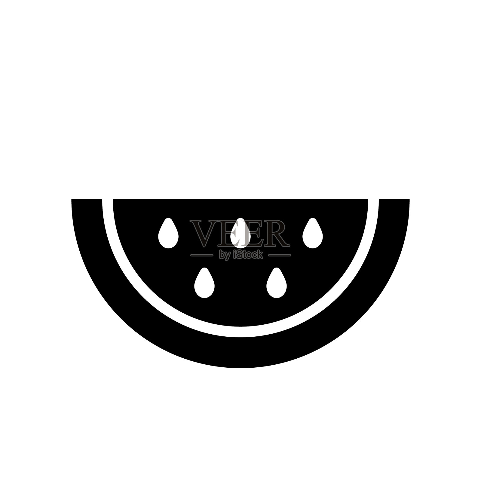 西瓜黑色图标孤立在白色背景设计元素图片