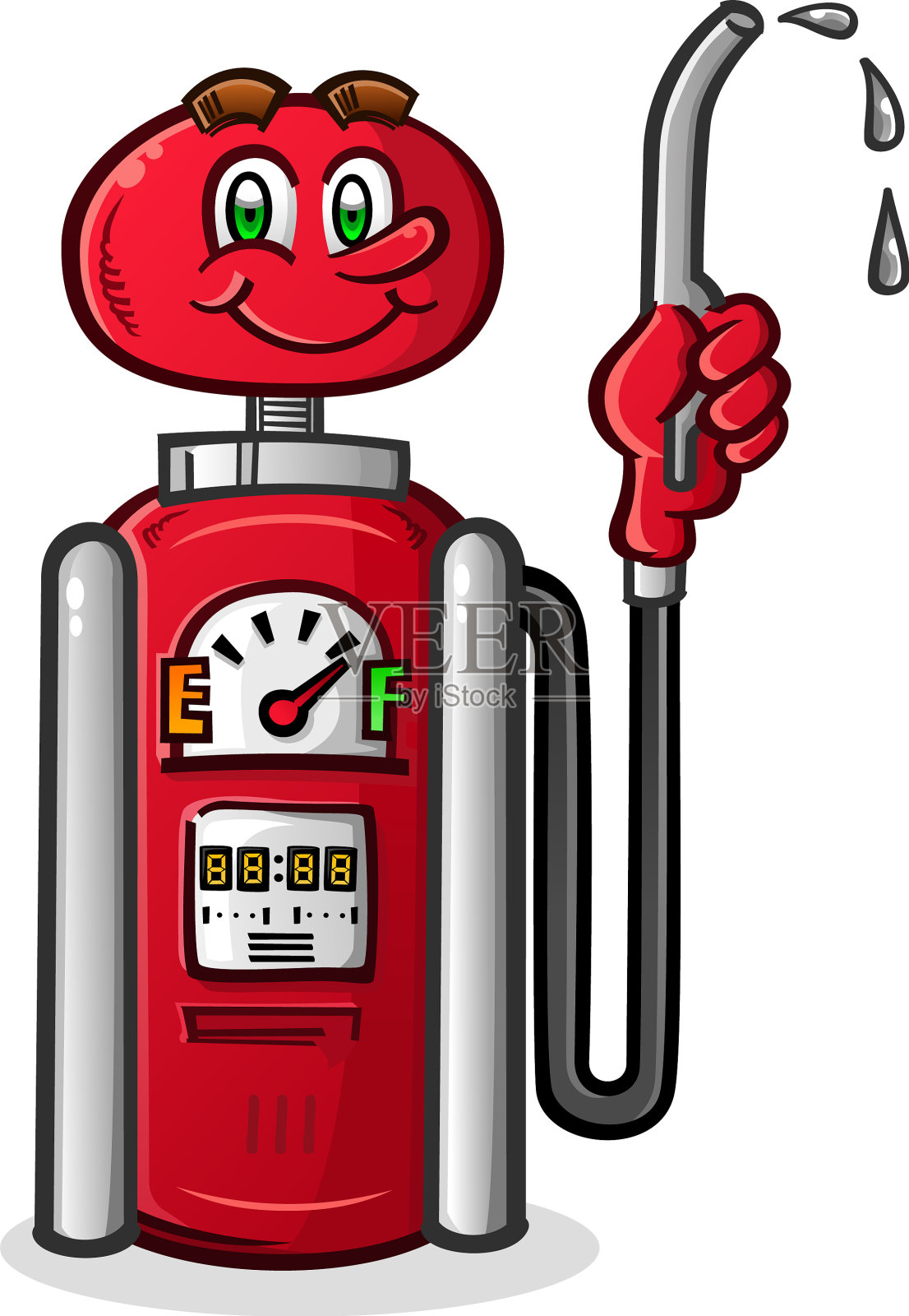 复古风格的汽油泵卡通人物设计元素图片
