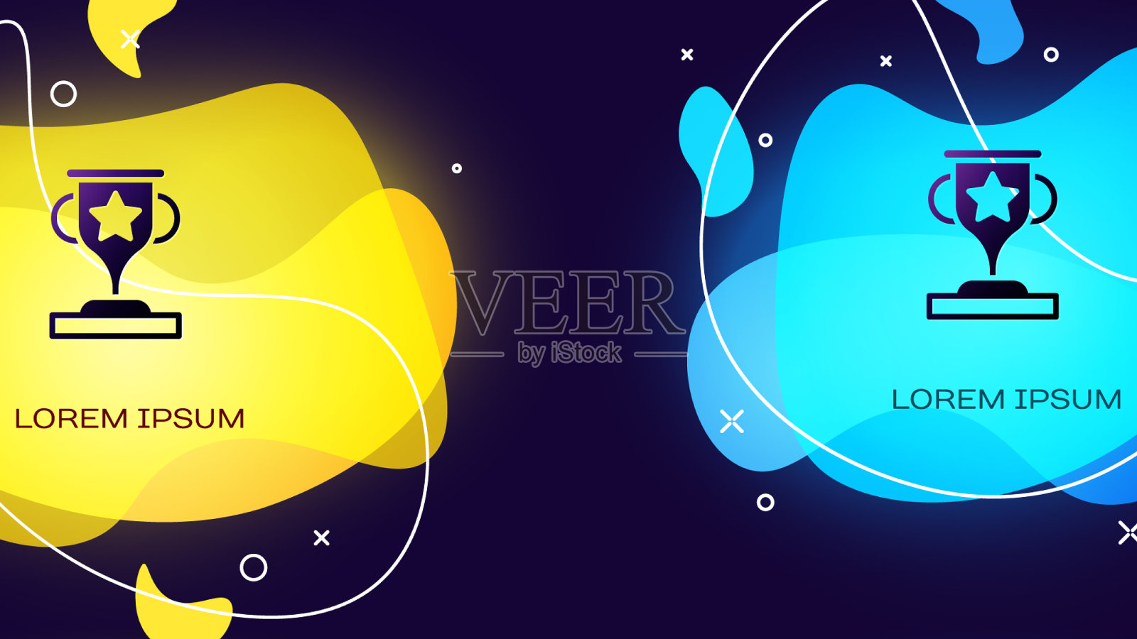 黑色奖杯图标孤立在黑色背景插画图片素材