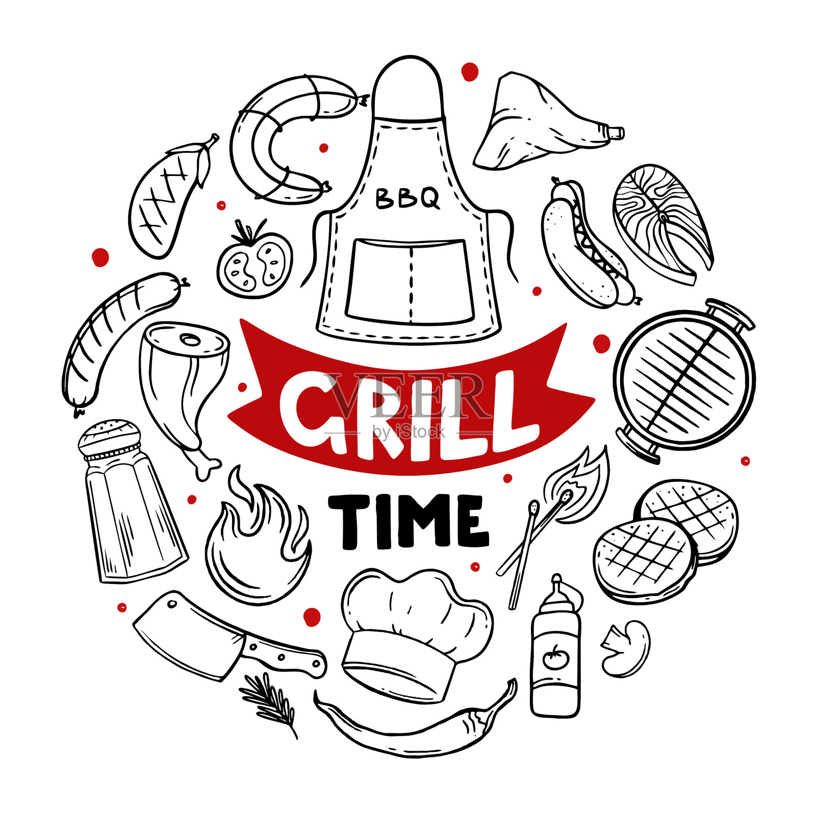 烧烤时间手绘餐厅菜单项目设计元素图片