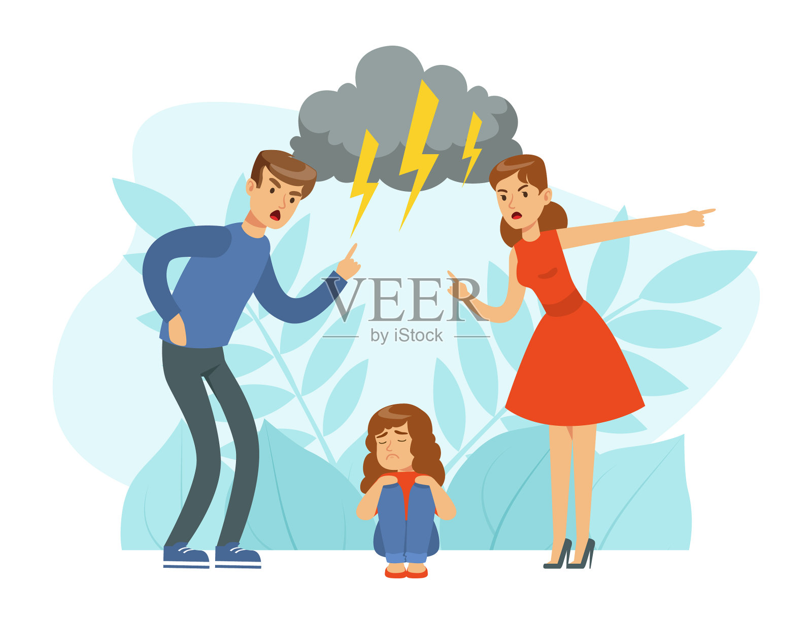 愤怒的男女家长争吵尖叫设计元素图片