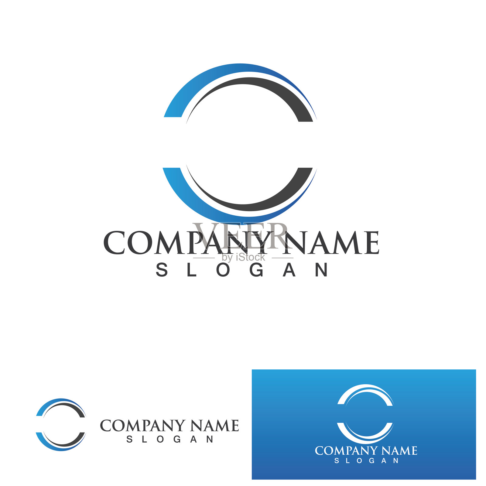 C圈钩环logo模板矢量图标设计插画图片素材