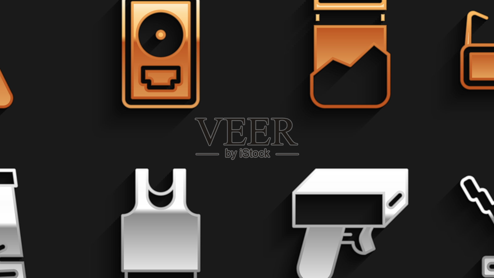 设置光盘奖在框架说唱歌手链眼镜图标素材