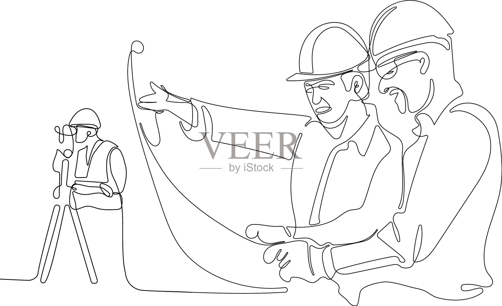 戴头盔使用平板电脑的白人工人设计元素图片