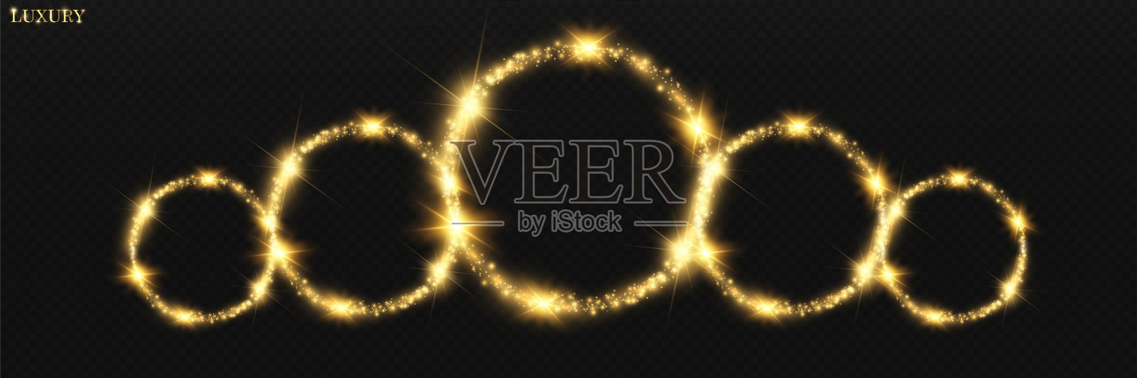 华丽的金色明亮的戒指为一个美妙的插图。插画图片素材